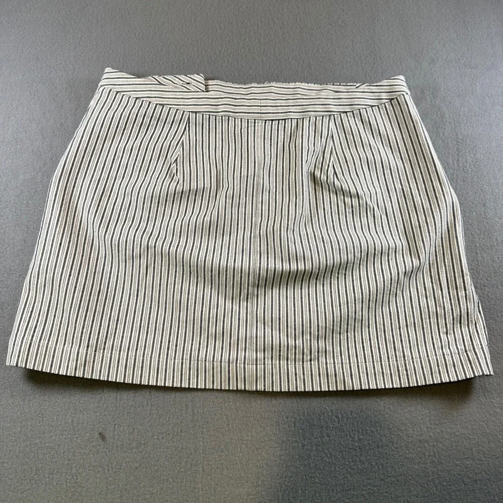Banana Republic Blue Stripe Button Side Mini Skirt 14 Nautical ALine S/547958-00